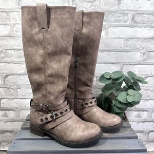 NWOT Limelight Kinley Women’s Taupe Decorative Buckles Knee High Riding Boots